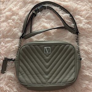 Quilted Chevron Olive Crossbody Bag